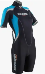 Cressi LV441002 Ladies 2.5MM Shorty Wetsuit, Black & Aquamarine, Small, NOS