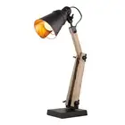 Table Desk Nightstand Bedside Lamp Reading Study Light Wooden Frame Black