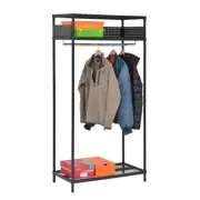 Clothes Rack with Adjustable Shelves and Levers Shoe Storage Steel Black NEW