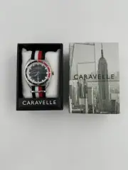 Caravelle by Bulova Retro Quartz Men's Watch Silver-Tone + Nylon Strap 43B168