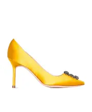 Crystal buckle pointed high heels 41 Yellow