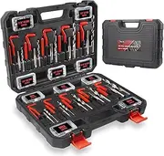 Thread Repair Kit, 261-Piece HSS Drill Helicoil Repair Kit SAE & Metric 1/4" 5/16" 3/8" 7/16" 1/2" M5 M6 M8 M10 M12 with HSS Drill Threaded Inserts Screw Tap Installation and Tang Break Tool
