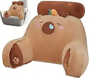 Reading Pillow for Kids - Ergonomic Capybara Carrot Pillow Backrest with Armrests | Unique Comfy Sofa Plush, 25.59x17.72 Inches Bed Rest Plush, Chair Cushion
