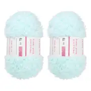 2pcs Fur Yarn Polyester Yarn Fluffy Chunky Yarn Water Blue for Crocheting,50m