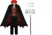 Halloween Costume Gothic Vampire Youth Boys Size 9-10 Cape Cane Teeth
