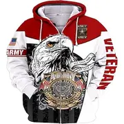 Men's Full Zip Hoodie Jacket Red Hooded Graphic Prints Eagle Zipper Print Sports Outdoor Daily Sports 3D Print Streetwear Designer Casual Spring Fall Clothi