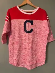 Woman's Cleveland Indians Spacedye Half Sleeve Tee Red Size:L Orig $40 (B9)