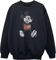 [Disney] Boys Walking Mickey Mouse Cotton Sweatshirt (UK Size: 7-8 Years) (Black)