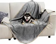 TARODEA Waterproof Dog Blankets for Large Dogs - Large Cat Blanket Washable for Couch Protection, Sherpa Fleece Puppy Blanket, Soft Plush Reversible Throw Furniture Protector (Grey, 102x127cm)