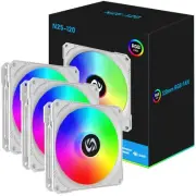 120mm Case Fan 3 Pack RGB Case Fans, N25-120 White Silent 1,200rpm PC Fans, H...