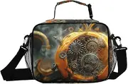 Steampunk Mechanical Pumpkin Insulated Lunch Box for Women Men - Ideal for Work, Picnics - Includes Adjustable Shoulder Strap