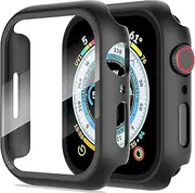 [2 Packs] Apple Watch Case for Apple Watch Series 9/8/7, LYSYOL Apple Watch Screen Protector 45mm, Apple Watch Full Coverage Tempered HD Protective Cover(Black)