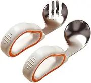 Baby Fork And Spoon Set,Baby Fork And Spoon Set, Toddler Spoon Forks Silver For Baby,Stainless Steel Baby Cutlery Set With Man