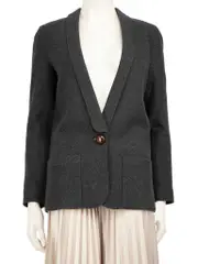 Grey Wool Single Button Blazer