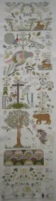 COMPLETED CROSS STITCH REPRODUCTION ANTIQUE GERMAN SAMPLER FINISHED NEEDLEWORK