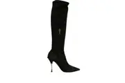 Dolce & Gabbana Black Suede Stiletto Knee High Boots Shoes