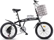 Foldable Bicycle,Ultra-Light and Convenient Mini Student Bicycle 20" 7 Speed Unisex Bicycle High Carbon Steel Frame with Front and Rear Fenders,B