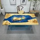 Custom Made Luxurious Black Epoxy Dining Table with Resin River Center Table
