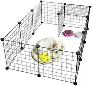 Pet Playpen, 12 Panels Portable Metal Pet Playpen, 35 * 35 CM Pet Carrier Play Yard Fence for Small Pets Rabbit, Guinea Pigs, Puppy, Pet Products Portable Indoor Outdoor Cage