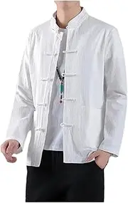 [Fulbant] Men Cotto Traditional Chinese Tang Suit Top Long Sleeve Kung Fu Tai Chi Uniform Spring Autumn Shirt
