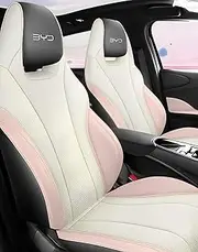 BYD Dolphin Vegan Leather Car Seat Covers - Easy Install, Scratch-Resistant, Universal Fit, Waterproof Protection - Comfortable Driving Upgrade (Pink)