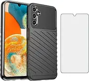[Asuwish] Phone Case for Samsung Galaxy A14/M14 5G with Tempered Glass Screen Protector Cover and Cell Accessories Slim Thin Mobile Soft TPU Silicone Rubber Protective A 14 4G 14A 14M G5 Women Men Black