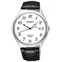 在飛比找ETMall東森購物網優惠-【SEIKO 精工】石英男錶 皮革錶帶 白 藍寶石玻璃鏡面 