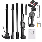 Cordless 6" Chainsaw 2 In 1 Pole Tree Pruner Tool Telescopic w/2 Battery Charger