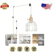 Adjustable Mini Pendant Light with Clear Tulip Glass Shade for Elegant Spaces