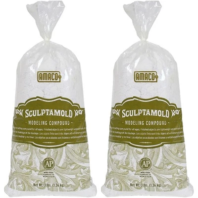 AMACO Sculptamold Modeling Compound White 3 lbs. Per Bag 2 Bags AMA41821C-2