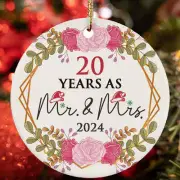 20 Years As Mr And Mrs Ornament 20th Weeding Anniversary Christmas Wreath Gift