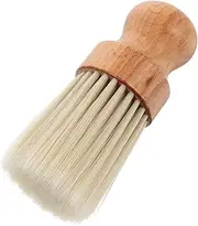 VICASKY Beech Round Haircut Brush Hair Sweep Brush Face Hair Duster Barber Cleaning Supplies Hair Cutting Tool Neck Duster for Hair Wooden Hairdressing Brush Beige Polyester Fiber