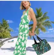 Diane von Furstenberg Disco Zebra Green Tote Bag w/ Laptop Pocket DVF/Target