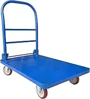 Flatbed Cart Steel Plate Trolley 4-Wheels Flatbed Truck with Foldable Handle High Load Capacity for Warehouse Farmhouse Folding Pallet Cart Hand Truck(Size:880lb(90 * 60))(One Color 660lb*(88 * 58))