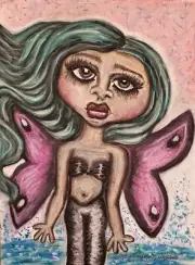Green Gothic Fairy KSams art faery pop SIGNED 11 x 14 PRINT