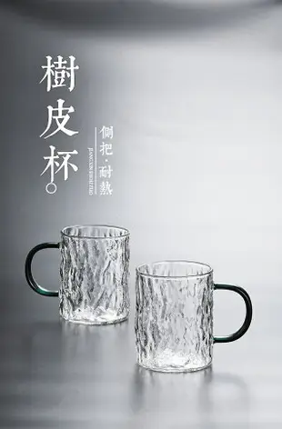 小眾玻璃杯高顏值帶把手咖啡杯家用待客套裝喝水杯子透明水杯茶杯