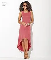 Simplicity 1358 Misses' Sewing Pattern Knit Dresses with Neckline Variations, XXS-XS-S-M-L-XL-XXL