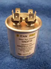 New Titan Pro TRCF10 Motor Run Capacitor 10MFD 370/440V Round
