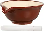 1 Set Set Grinding Bowl Grinder Cheese Grater Garlic Press Spill Crusher Lemon Squeezer Garlic Pepper Medicine Crush Pot Plate Pounder Pots Pestle Bowl Ginger Grater Brown Ceramics