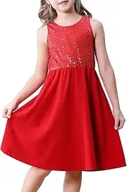 [Uymwthl] Girls Sequin Dress Kids Sleeveless Sparkly Prom Party Formal Fancy Birthday Dresses Size 6-13