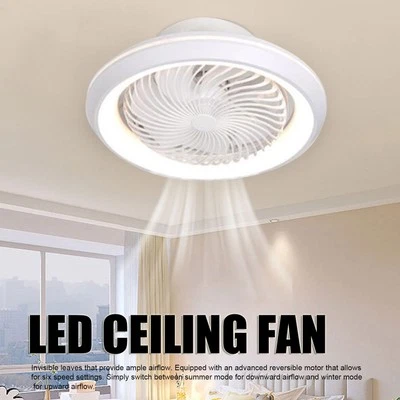 Enclosed Ceiling Fan With LED Light 6 Speed Dimmable Remote Control Ceiling US