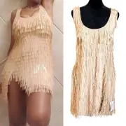 ASOS Shard Sequin Party Dress Sparkle Neutral Stone Party Disco Cocktail Sz 14