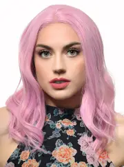 Lolly Pink Loose Waves Mid-Length Lace Front Fashion Wig