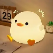 Duck Lamp,Cute Pea Duck Night Light, 2 Levels Dimmable Ducky Night Lamp, LED Squishy Animal Light for Kids Sleep, Rechargeable Bedside Touch Silicone Lamp, Unique Dorm Decor Gift Toy