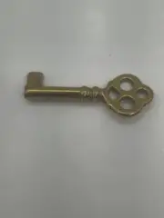 Gold-Toned Brass Skeleton Key Lock Hollow Barrel Approx 2-1/4" in Long Vintage