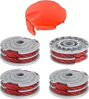 JAMSSOW 4 Pcs Replacement Strimmer Spool Compatible with Flymo FLY021/513937190,FLY060,Autofeed Nylon Spool for Flymo Contour/Mini Trim/Multi Trim/Power Trim Grass Trimmers(4 Spool+1 Cover)