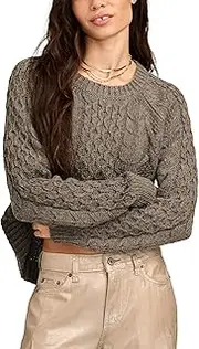 [Lucky Brand] Women's Mixed Cable Crew Sweater Pullover