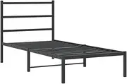 vidaXL Single Bed Base with Headboard - Black Metal Structure - 90x190 cm - Under-Bed Storage, Breathable Support, Ready to Assemble