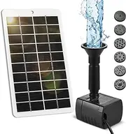 LAPOOH Solar Water Fountain Pump Outdoor 4W 5V Solar Panel Kit 200L/H Flow Rate Outdoor Solar Water Pump with 5ft Cable 9 Nozzles 6 Modes for Bird Bath/Garden/Backyard/Pool/Fish Tank