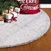 S-DEAL 48 Inches Faux Fur Christmas Tree Skirt Decoration Double Layers Soft Carpet Xmas Holiday Party Ornaments Indoor Outdoor Decorative Gift, felt, 48 Inch White Tree Skirt, 48 Inch Faux Fur Tree Skirt